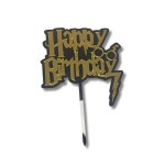 Dortisimo Zápich do dortu Happy Birthday s kouzelnickou tématikou černo-zlatá