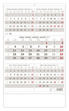 Nástěnný kalendář 2027 Helma pětiměsíční šedý