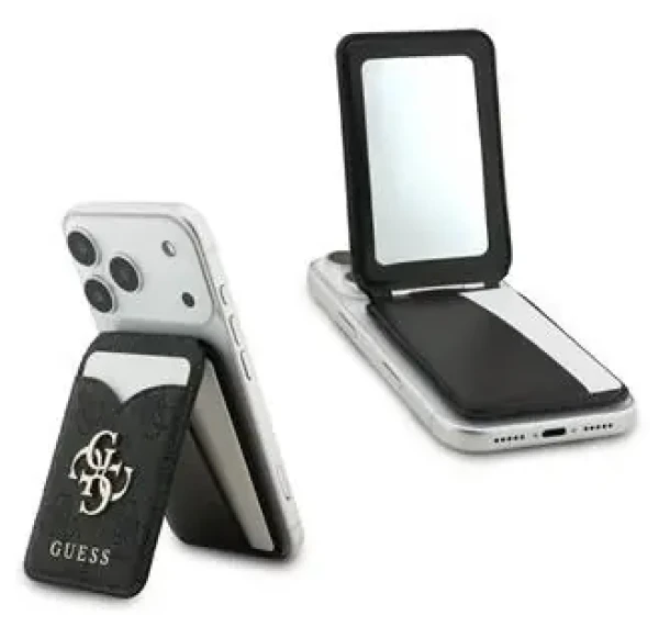 Guess PU 4G Mirror MagSafe černá / Peněženka se stojánkem / Slot na kartu / MagSafe (57983129040)