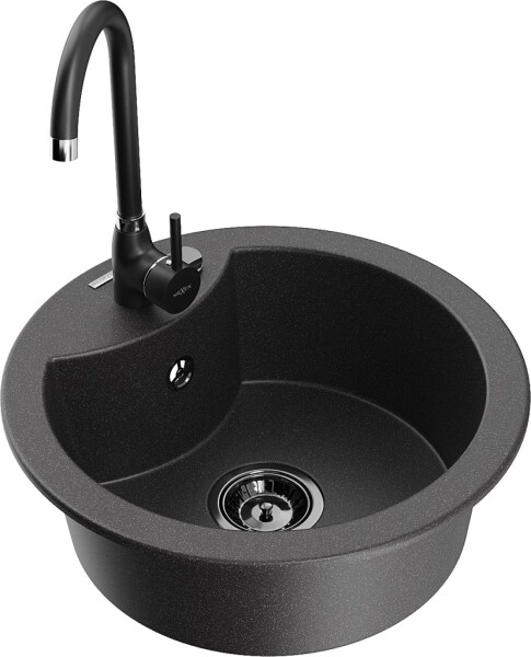 MEXEN/S - Diego granitový dřez včetně baterie Telma, černá kropenatá 6512-76-670200-70-B