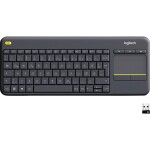 Logitech Wireless K400 Plus bezdrátový klávesnice německá, QWERTZ černá integrovaný touchpad, tlačítka myši