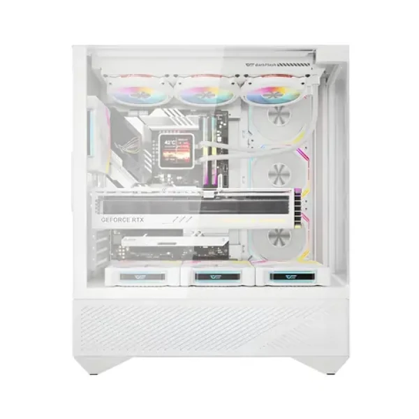 DarkFlash DY460 bílá / Skříň / Big Tower / ATX/M-ATX/ITX / Tvrzené sklo / 4× ARGB ventilátor / USB-C 3.2 Gen 2 (DY460 White + 4 fans)