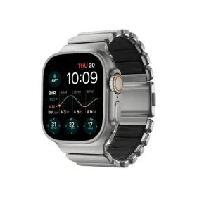Nomad Stratos Band FKM řemínek pro Apple Watch 49mm/Ultra stříbrná/černá (NM014421858)