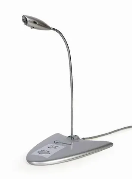 Gembird USB stolní mikrofon stříbrná / Mikrofon / integrovaná zvuková karta / USB / 1,2 m (MIC-DU-01)