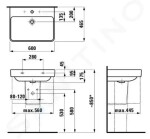 Laufen - Pro S Umyvadlo, 600x465 mm, 3 otvory pro baterii, bílá H8109630001081