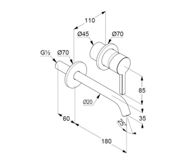 KLUDI - Nova Fonte Umyvadlová baterie pod omítku, 2-otvorová instalace, chrom 202440515