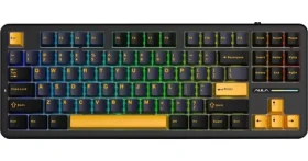 Aula F87 Gasket Thunder Black GrayWood / Herní klávesnice / mechanická / RGB / drátová i bezdrátová / TKL / US layout (AUF87-TB-GW)