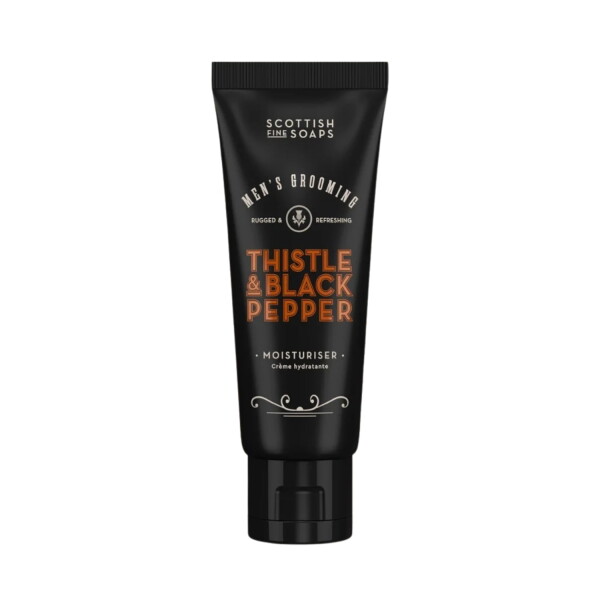 SCOTTISH FINE SOAPS Pánský pleťový hydratační krém Thistle & Black Pepper 75 ml, černá barva, plast