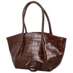 Luxusní dámská koženková kabelka na rameno Moiry, tmavě hnědá