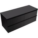 CERANO Koupelnová skříňka Velora - černá matná, úchytka černá + deska pod umyvadlo Navira Slim - 18 mm - 120x54,8x46,5 cm