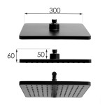 Erga Cube, sprchová souprava s pákovou baterií, vanovou výlevkou a dešťovou hlavicí 30x30cm, černá matná, ERG-YKA-BP.CUBE-30-BLK