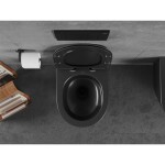 MEXEN/S - Lena Závěsná WC mísa Rimless Tornado včetně sedátka s slow slim, duroplast, černá mat 30220185T