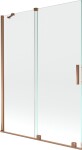 MEXEN/S - Velar Dvoukřídlá posuvná vanová zástěna 130 x 150 cm, transparent, růžové zlato 896-130-000-01-60