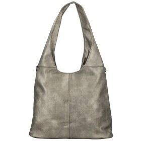 Trendy dámská koženková kabelka na rameno Marlen, stříbrná