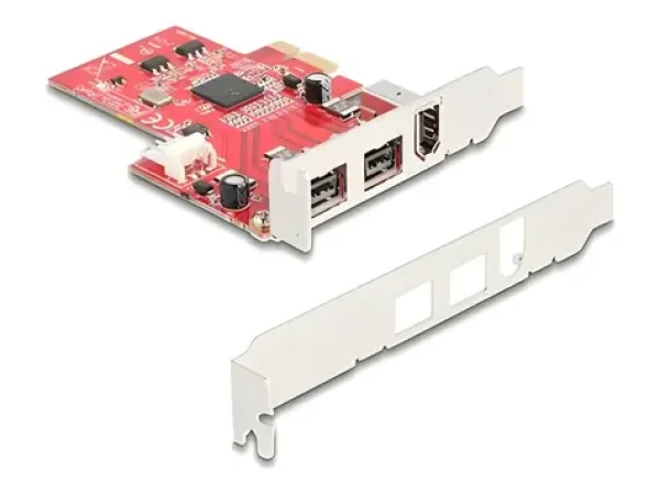 Delock PCIe karta 2x FireWire 800 + 1x FireWire 400 / Řadič / PCI Express x1 / 9-pin + 6-pin (90738)