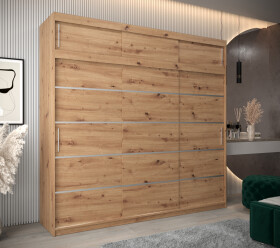 Šatní skříň Abi V1 s nástavcem Barva korpusu: Dub artisan, Rozměry: 250 cm, Dveře: Dub artisan