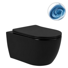CERANO - WC závěsné Felci, Vortex - vírové splachování + Slim/SoftClose sedátko - černá matná - 55,5x36 CER-680366