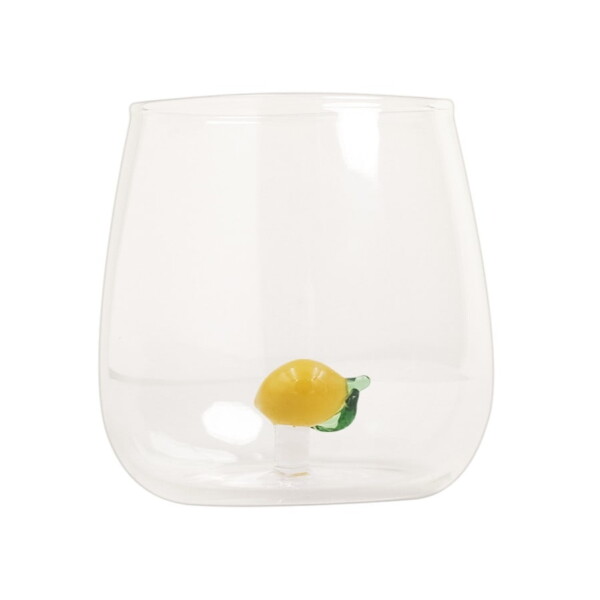 Eulenschnitt Sklenice na vodu s dekorací 370 ml – Lemon, žlutá barva, sklo
