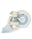 Doudou Dárková sada - Plyšový pejsek s dečkou z BIO bavlny 22 cm