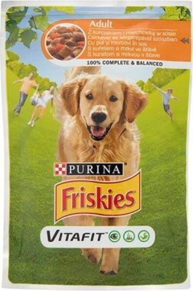 Purina Friskies PES Adult s kuřetem & mrkví ve šťávě 100 g