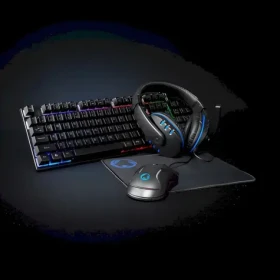Nedis Herní souprava 5v1 černá / Klávesnice, myš, sluchátka a podložka / RGB podsvícení / USB / US layout (GCK51110BKUS)