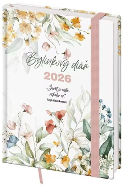 Diář 2026 týdenní B6 bylinkový Flowers s gumičkou