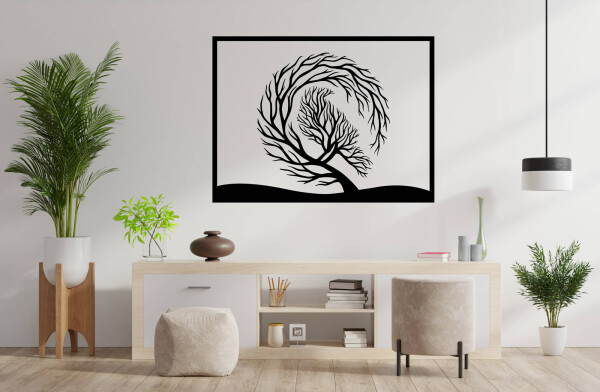 Strom života pták dekorace na zeď Rozměr (cm): 38 x 28, Dekor: Černá