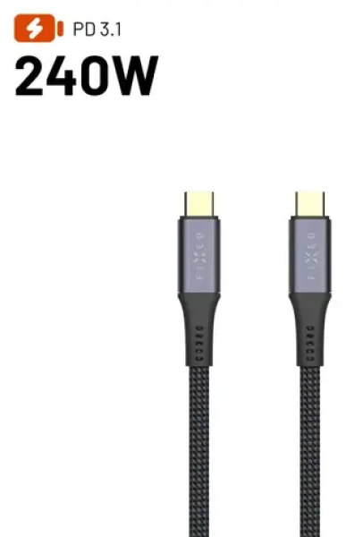 FIXED Media Cable černá / Kabel USB-C/USB-C / USB4 Gen3 40Gbps / PD 3.1 240W / 8K60Hz / 2m