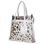 Stylová dámská koženková kabelka na rameno LB Liza, krémová