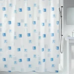 Spirella MILANO sprchový závěs motiv čtverců 180 x 200 cm bílo-modrý / polyester (7610583011879)