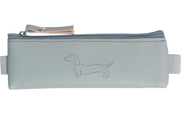 Penál etue mini s gumou na diář Sausage Dog light gray 20x4cm