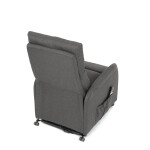 Křeslo polohovací, eletrické, šedá látka.