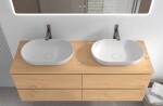 CERANO - Koupelnová skříňka Carole + deska pod umyvadlo Navira Pro - 36 mm - dub medový - 140x51,6x46 CER-668309