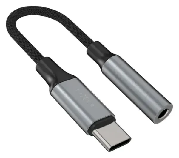 FIXED Link Space Gray / Redukce / USB-C na 3,5mm jack / hliníkové tělo / DAC (FIXA-CJ-GR)