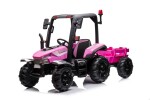 Mamido Dětský elektrický traktor s přívěsem BLT růžový