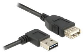 DeLock Easy USB A samec/samice / Prodlužovací kabel / pravoúhlý 90° / USB 2.0 / 1 m / černá (83551)