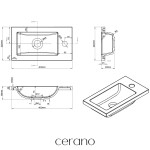 CERANO - Umyvadlo z litého mramoru Sora/Zola - bílá lesklá - 40x22 CER-679477