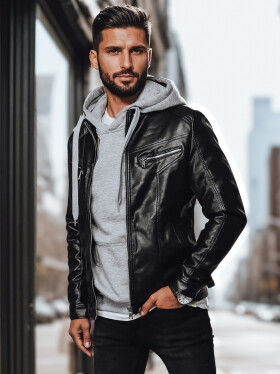 Pánská kožená bunda černá FashionStreet TX4330 XXL