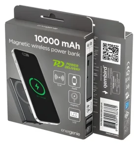Powerbanka 10000 mAh černá / Powerbanka / Power Delivery 20 W / bezdrátové nabíjení 15 W / LCD displej (PB10-WPC15M-LCD-01)