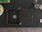 MEXEN/S - Bruno granitový dřez 1 s odkapávačem včetně baterie Elia, černá/zlatá metalik 6513-75-670101-70