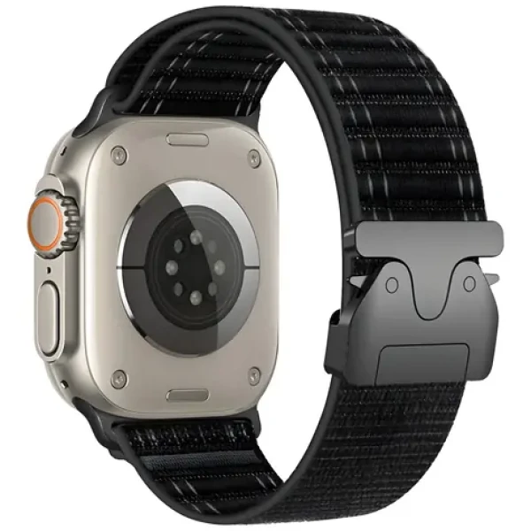 Beline Woven Nylon Diagonal Style Parachute černá / Řemínek pro Apple Watch / 42/44/45/49 mm / nylonový
