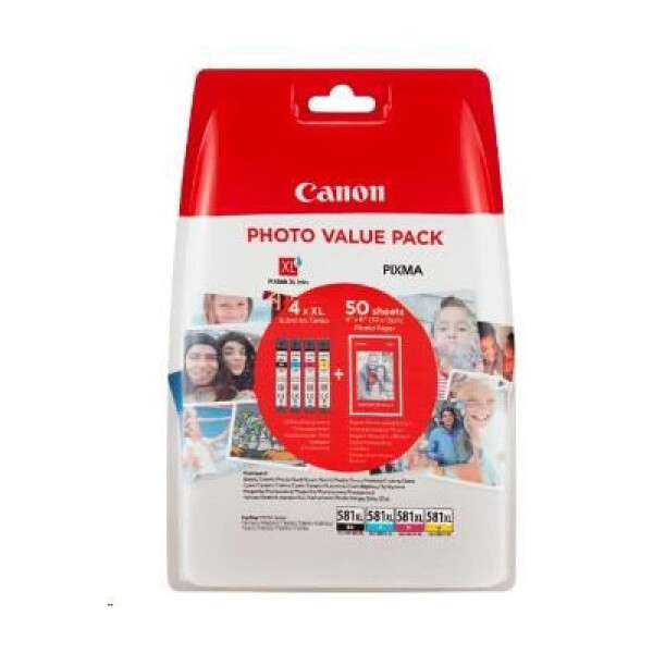 Canon CARTRIDGE CLI-581XL BK/C/M/Y fotopapír PP-201 pro PIXMA TS615x, TS625x, TS635x, TS815x (400 str.) - originální EDF_1050603