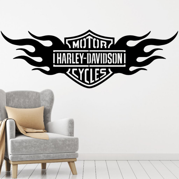 Samolepka Harley Davidson oheň Barva: černá, Velikost: 80 x 26 cm