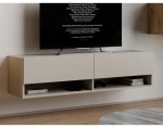 Závěsná TV skříňka Asko Living, 135 cm, béžová kašmír