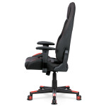 Herní křeslo, houpací mechanismus, černá látka, KA-F07 RED