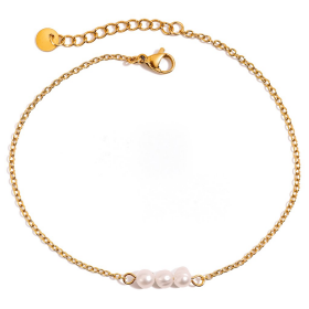 ELENYS Pearl Trio – pozlacený náramek 18K žluté zlato Délka náramku: 21+3 cm / max. 24 cm