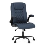 Křeslo kancelářské, tmavě modrá ekokůže, kovový kříž, kolečka na tvrdé podlahy