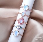 Royal Fashion prsten 14k zlato Vermeil GU-DR23095R-ROSEGOLD-MOONSTONE-TOPAZ Velikost: 10 (EU: 61-63)