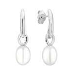Stříbrné náušnice s bílou perlou Sara - stříbro 925/1000, Stříbrná Bílá