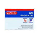 Karty do kartotéky A6 Herlitz, linka, 100ks - bílé